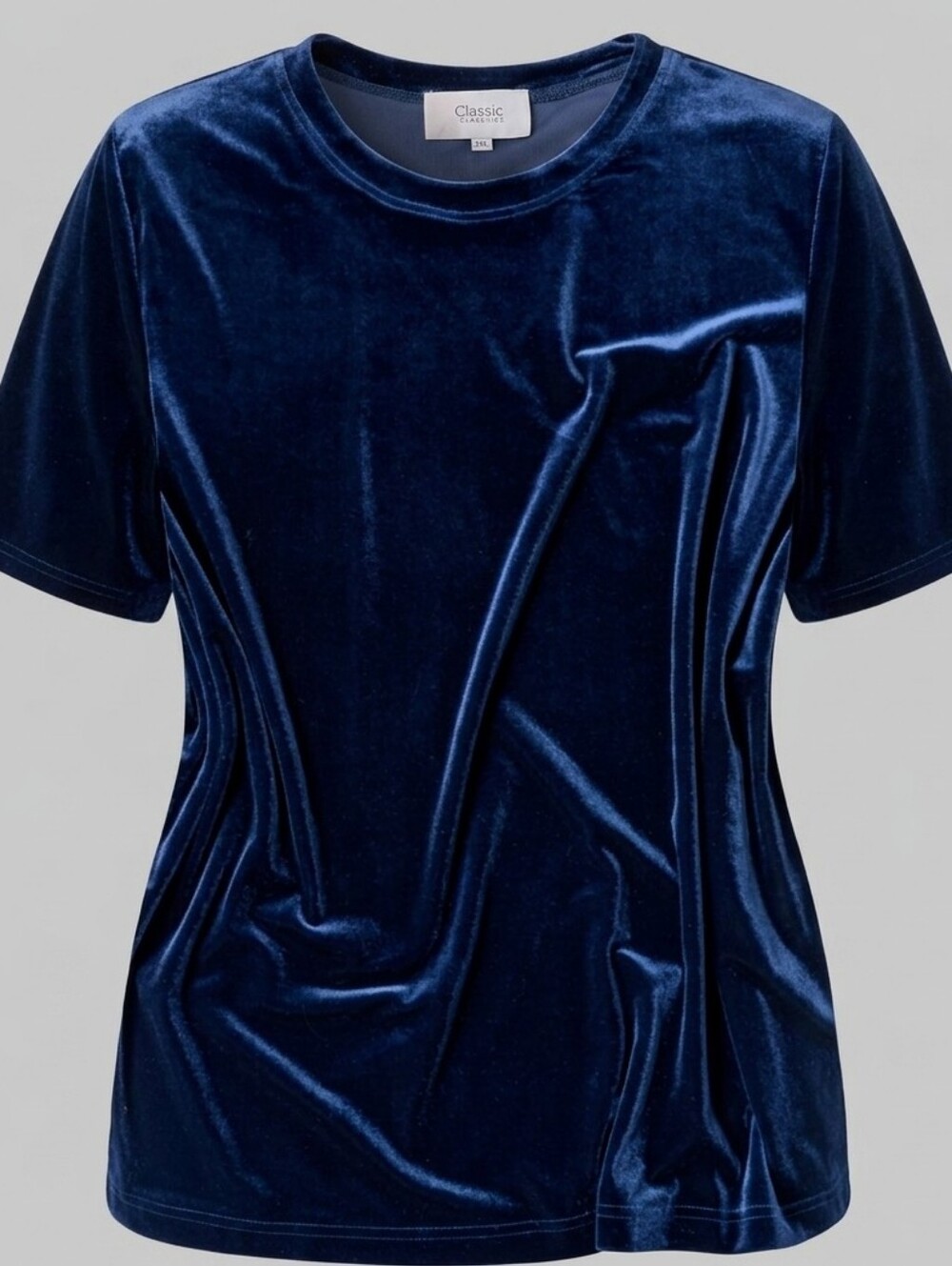 Vintage Classic Elements Plus Size Navy Blue Velvet Short-Sleeve Blouse Size 3X